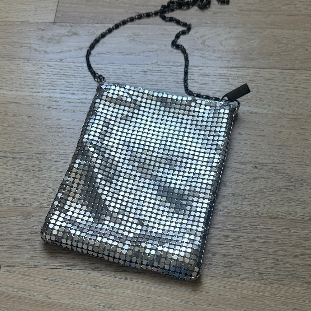 Silver/gold Jessica McClintock Chainmail Crossbody Evening Bag